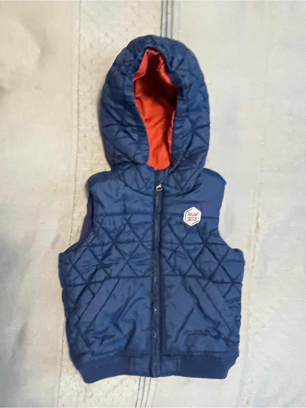 Zara Baby Boy Navy Quilted Hooded Vest size 2/3 years